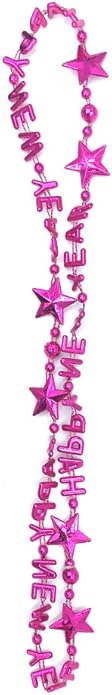 Pack of 12 Happy New Year Eve Assorted Shiny Color Party Bead Necklaces