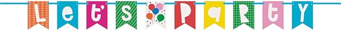 Colorful Balloons "Let's Party" Pennant Banner - 6 Ft. (1 Pc.) - Multicolor Hanging Decoration for Birthday Celebrations