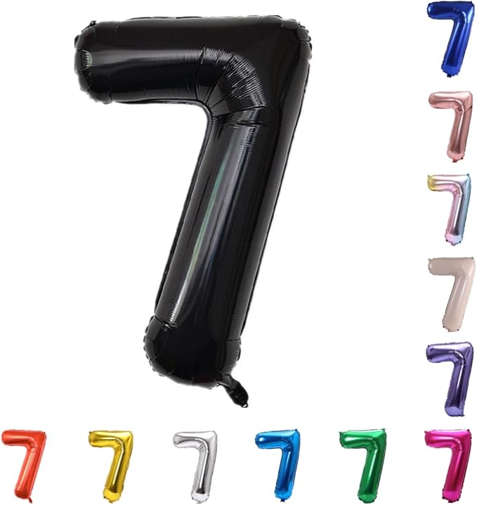 YPSelected 32 Inch Large Foil Helium Number Balloon Birthday Wedding Party 0-9 (Black, 7)