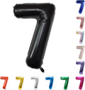 YPSelected 32 Inch Large Foil Helium Number Balloon Birthday Wedding Party 0-9 (Black, 7)