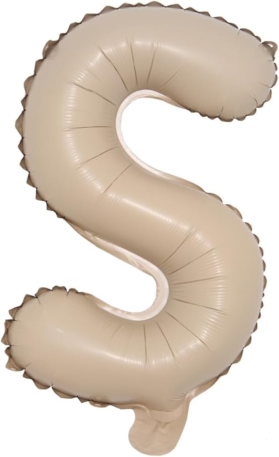 16 inch Caramel Foil Letter Alphabet number Balloon Happy Birthday Party Balloons Wedding Decoration Kids Toys Baby Shower Air Balloon (16 inch Caramel S)