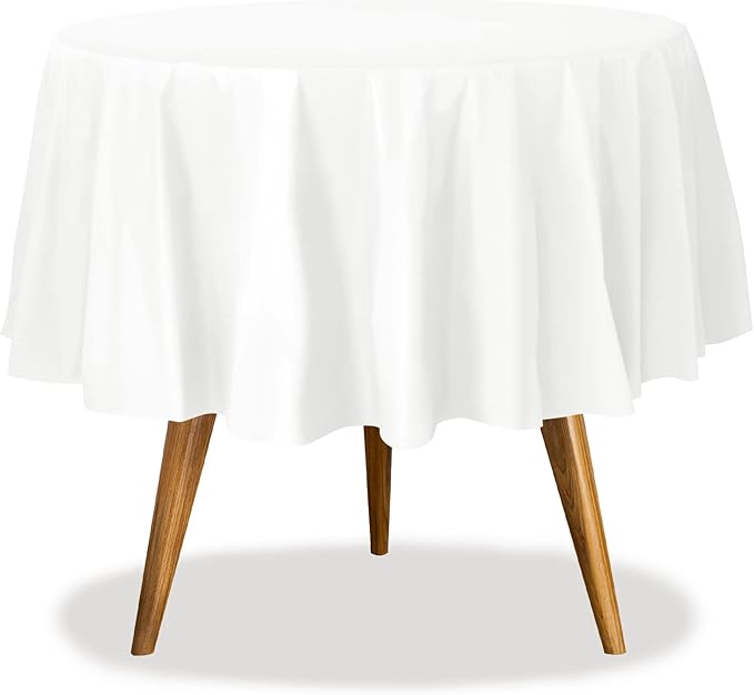 Party Dimensions White Disposable Plastic Tablecloth for Round Tables (36 Pack) Table Cloths for Parties, Events & Weddings, Indoors & Outdoors, 84 inches, Plastic Table Cover