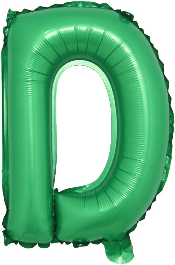 16 inch Green Alphabet Letter and Number Balloons Set Package, Aluminum Hanging Foil Film Banner Mylar Balloon for Birthday Party Decoration Custom Word (A-Z, 0-9) (16 inch Green D)