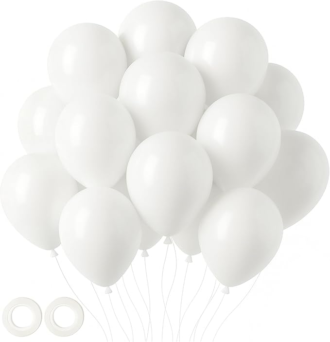 105pcs White Balloons 12inch Party Balloons for Birthday Baby Shower Graduation Wedding Anniversary Party Decorations