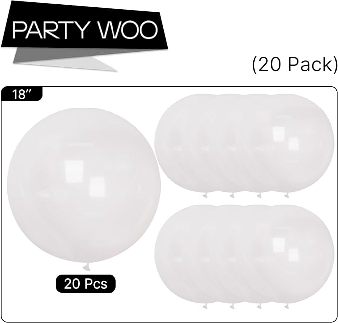 PartyWoo Clear Balloons 20pcs 18 Inch Transparent Latex Helium Balloons for Graduation Wedding Baby Shower Bridal Shower Engagement Gender Reveal Anniversary Birthday Party Decorations Clear-Y2