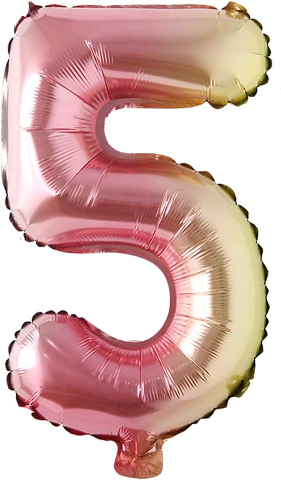 16 inch gradient rainbow number balloons unicorn party foil balloon baby shower 1 birthday party decorations kids numbers Air ball (16 Inch Rainbow 5)