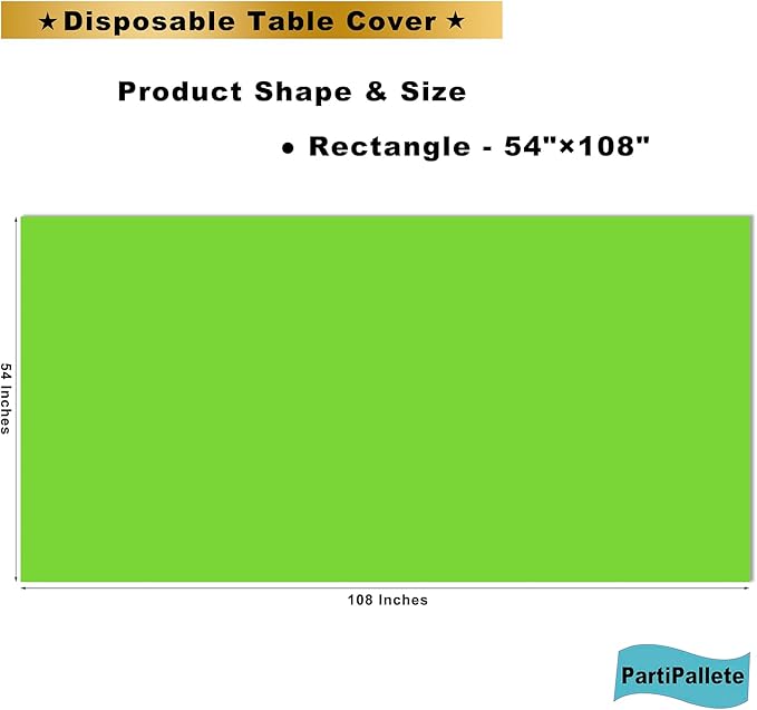 3-Pack Premium Plastic Light Lime Green Tablecloth Disposable 54" x 108" Rectangle Table Cover PEVA Party Apple Bright Green Table Cloths for Parties Birthday Wedding Picnic Banquet