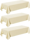 Oigco Ivory Tablecloth - 3 Pack 54" × 108" Rectangle Disposable Cream Tablecloth, Beige Waterproof Plastic Table Cover for Party, Holiday & Gathering Use