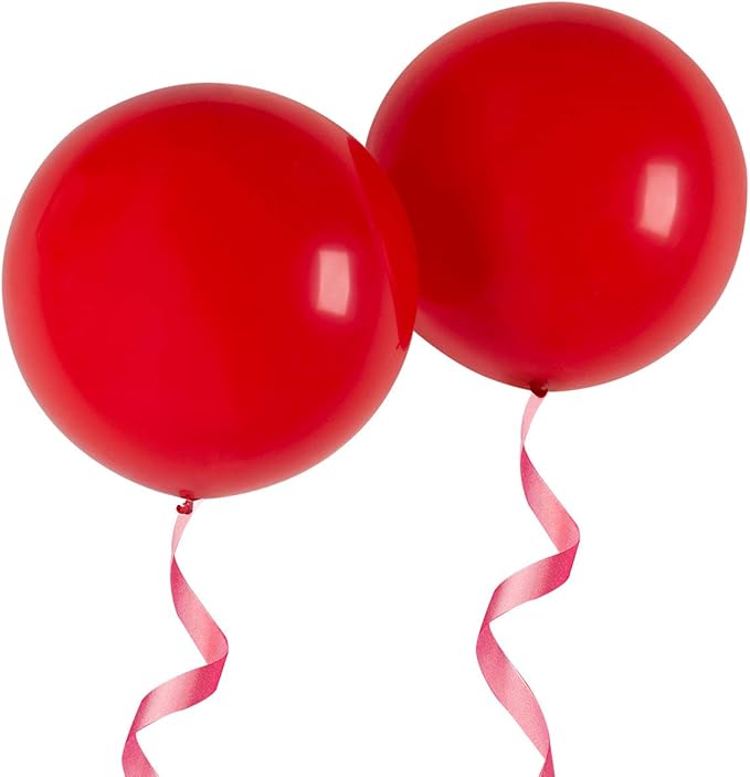36 Inch Giant Round Balloons Red 6 Packs Latex Balloons for Photo Shoot Wedding Baby Shower Birthday Party Decorations