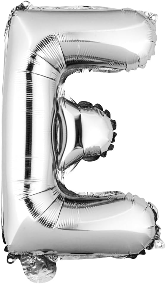 Restaurantware-Balloonify 16 Inch Letter Balloon, 1 Alphabet Party Balloon - Letter E, Self-Sealing, Silver Foil Mylar Finish, Hanging Loop, Decoration For Birthday, Wedding, Or Graduation