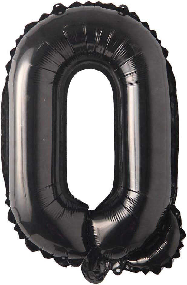 16" inch Single Black Alphabet Letter number Balloons Aluminum Hanging Foil Film Balloon Wedding Birthday party decoration banner Air Mylar Balloons (16 inch Black Q)