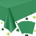 6 Pack St Patrick's Day Tablecloth, 54 x 108 Inch Plastic Green Tablecloths Disposable Green Table Cloth for Rectangle St Patricks Day Decorations, Waterproof Table Cover for Wedding Anniversary Party