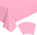6 Pack Plastic Pink Tablecloth, 54 X 108Inch Pink Party Table Covers Scalloped Easter Table Cloths for Rectangle Tables Disposable Tables Cover for Baby Bridal Shower Tea Party Mother's Day Wedding