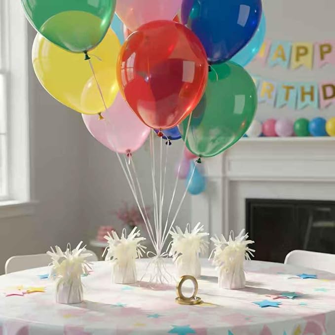 Aluminum Foil Balloon Weights for Parties (24 pcs) - 0.31lb (140g) Each - Premium Balloon Anchors for Birthday, Wedding, Dinner, Indoor & Outdoor Decorations(White 24pcs)