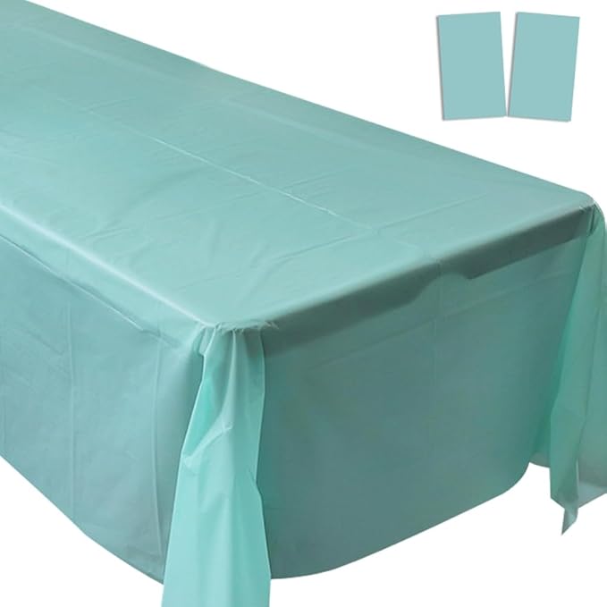 2 Pack Green Plastic Tablecloths Disposable Table Covers Table Cloths BBQ Picnic Birthday Christmas Parties Covers Waterproof Oil-proof Table Cloth Thin Easter Party Green Table Cloths 54 x 108 In
