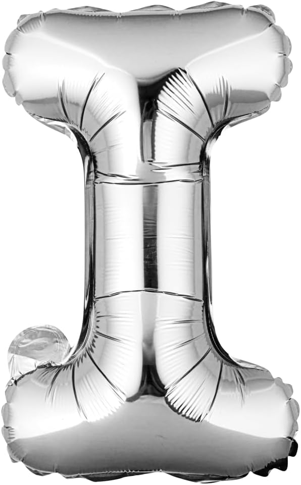 Restaurantware-Balloonify 16 Inch Letter Balloon, 1 Alphabet Party Balloon - Letter I, Self-Sealing, Silver Foil Mylar Finish, Hanging Loop, Decoration For Birthday, Wedding, Or Graduation