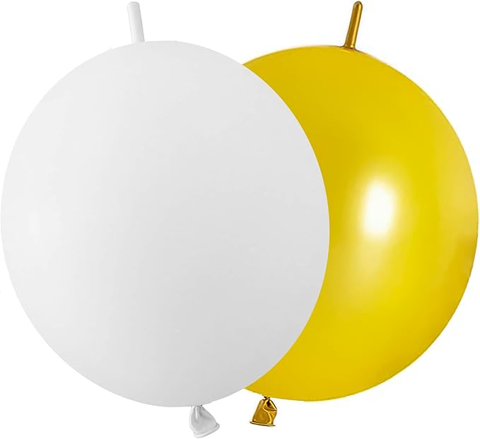 IN-JOOYAA 6 Inch Latex Link Balloons 100 Pcs Quick Link Balloon for Party Decoration(White and Gold)
