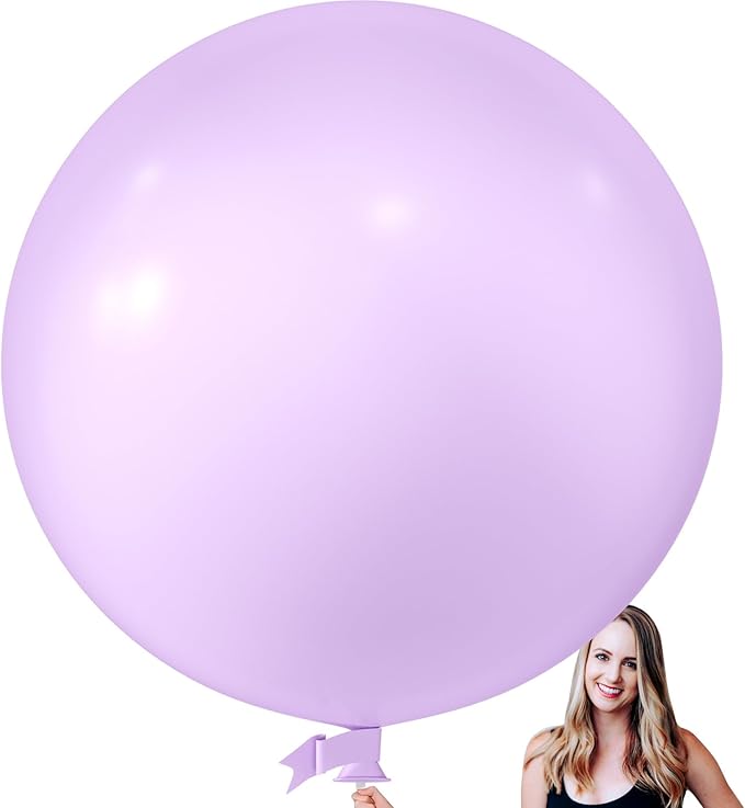 KALOR 36 Inch Giant Pastel Purple Balloons, 6 Pack Large Round Pastel Purple Latex Balloons for Anniversary, Birthday, Christmas, Wedding, Baby Shower Party Decorations