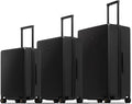 LEVEL8 Luggage Sets 3 Piece, 20 Inch Carry on, 24&28 Checked Hardshell Suitcases Set, Lightweight Luminous Textured Large Luggages with Spinner Wheels Tsa Lock, 3-Piece Set (20/24/28), Black