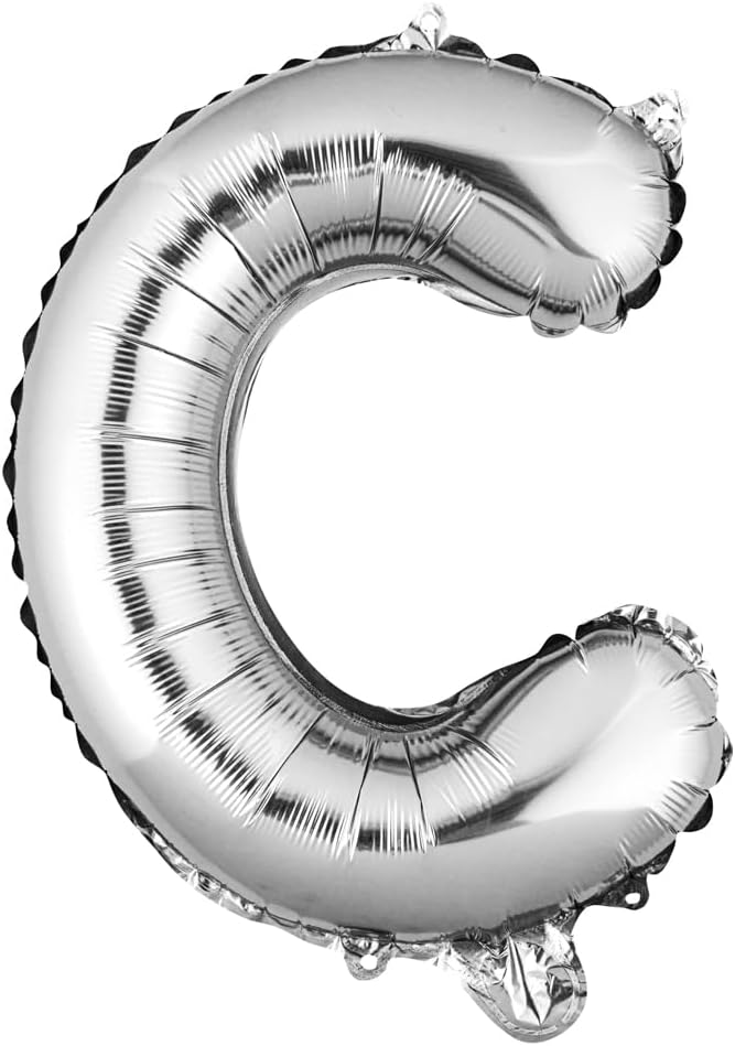Restaurantware-Balloonify 16 Inch Letter Balloon, 1 Alphabet Party Balloon - Letter C, Self-Sealing, Silver Foil Mylar Finish, Hanging Loop, Decoration For Birthday, Wedding, Or Graduation