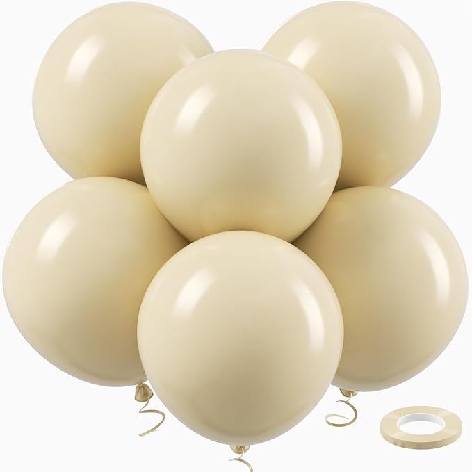18 Inch White Sand Large Balloons - 35Pcs Thick Sand White Cream Balloons Big Round Latex Party Balloons for Birthday Baby Shower Wedding Graduation Themed Party Decorations