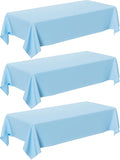 Light Blue Tablecloth - 3 Pack 54" × 108" Rectangle Disposable Light Blue Plastic Table Cloth, Waterproof Table Cover for Party, Holiday & Gathering Use