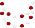 uxcell 2pcs Pom Pom Garland 6.6 Ft 30 Balls Colorful Felt Ball Garland for Wall Christmas Tree Decor Birthday Banner Easter Party Decorations, Red, White