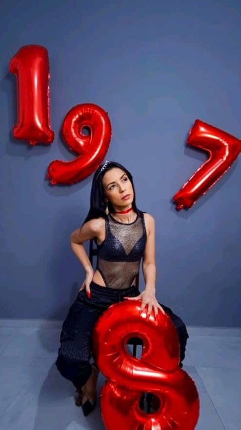 7 Balloons for Birthday Girl, 17th Birthday Decorations For boys And Girls, 40 Inch Red Balloons for 7, 17, 27, 37 Birthday, Wedding Anniversary, Christmas, New Year, Party Decoration
