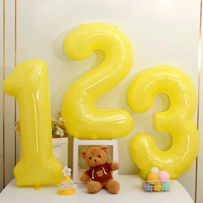 40 inch Yellow Number Balloon Giant Foil Helium Balloons Number 3 Balloon for 3rd Birthday Party Decorations