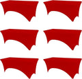 Table Covers for 8 Foot Tables, 6 Pack Red Washable and Wrinkle Resistant Stretch Tablecloths Rectangle 8ft for Events, Wedding, Banquets, Parties