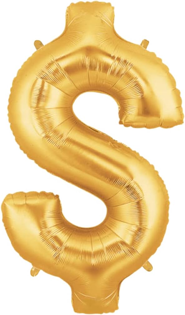 Gold Dollar Sign Jumbo 34" Foil Party Balloon