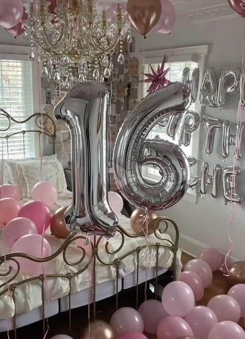 Silver Number 1 Balloon 40 inch, 1 Number Birthday Balloon for Boy Girl, Silver One for 1st 10 11 12 16 18 Birthday Party, Anniversary Celebration Number Balloons