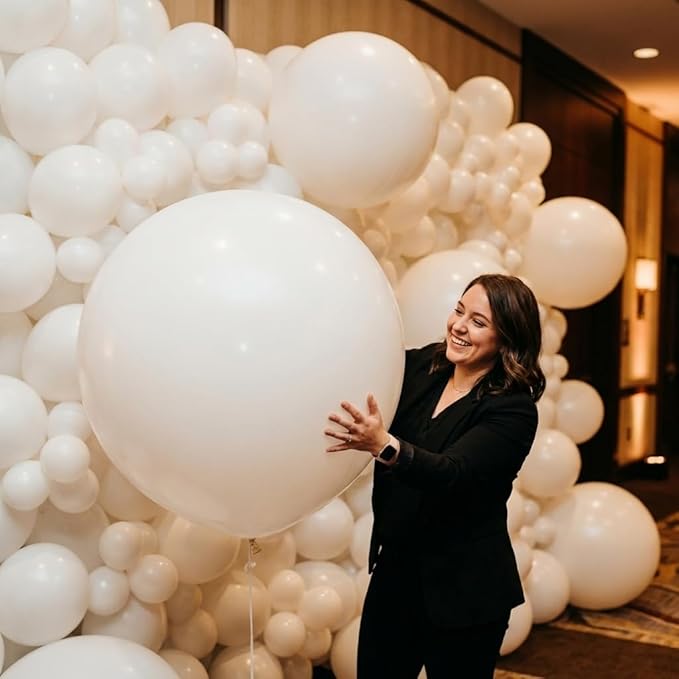 KALOR White Giant Balloons 36 Inch Large Latex Balloons, 4 Pack Jumbo Round Helium Balloon for Birthday Bridal Shower Wedding Baby Shower Party Decorations