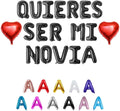 QUIERES SER MI NOVIA Balloons Banner with Two 18" Heart Balloons - Romantic Proposal Decorations for Prom/Date Night and Valentine’s Day - 16" Foil Letters with Straws, Ribbon & Adhesive Dots