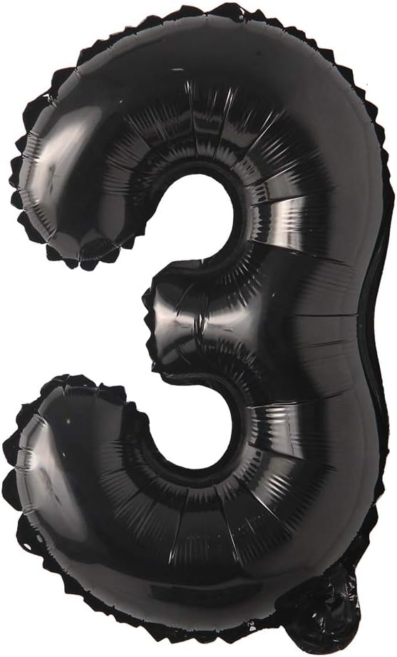 16" inch Single Black Alphabet Letter number Balloons Aluminum Hanging Foil Film Balloon Wedding Birthday party decoration banner Air Mylar Balloons (16 inch Black 3)