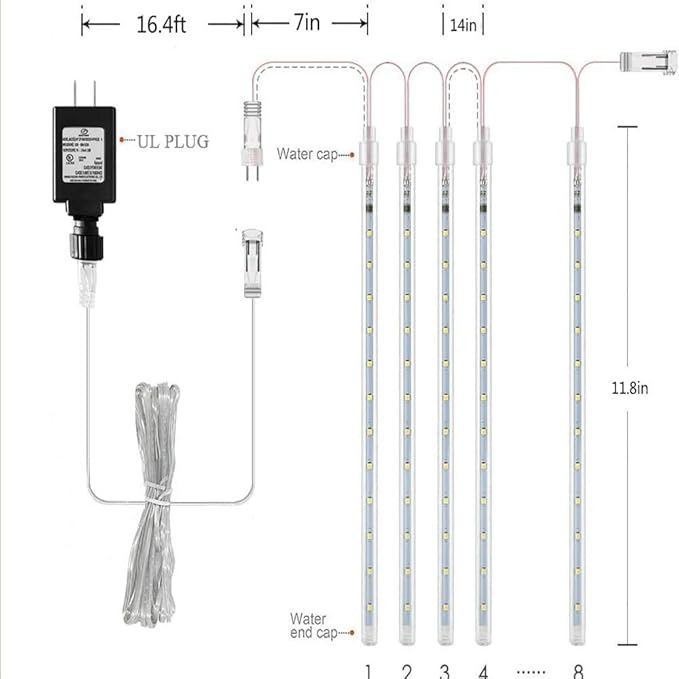 Outdoor Christmas Decorations, 12 inch/ 30 cm Meteor Shower Lights, Icicle Lights for Tree, Xtmas Decorations for Yard House Wedding Party, Blue