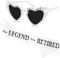 The Legend Has Retired Sash and Heart Sunglasses for Women Retirement Party Decorations Retirement Gifts for Women Party Supplies
