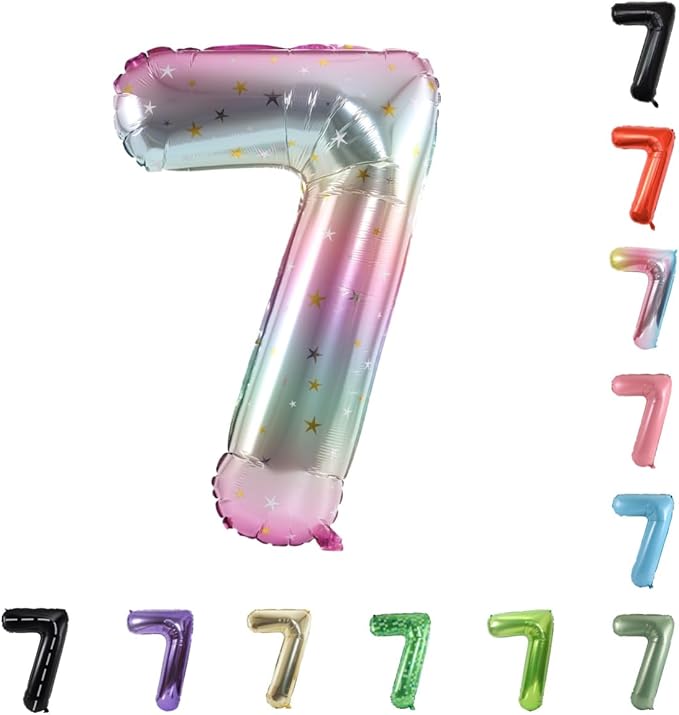 40 Inch Large Foil Helium Number Balloon Birthday Wedding Party 0-9 (Pastel, 7)