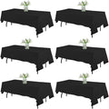 WIGENIUS 6 Pack Black Table Cloth Rectangle Tablecloths 60X84 Inch,Polyester Table Cloth for 4 Foot Rectangle Tables,Wrinkle Resistant Washable Fabric Table Covers for Party,Wedding Banquet