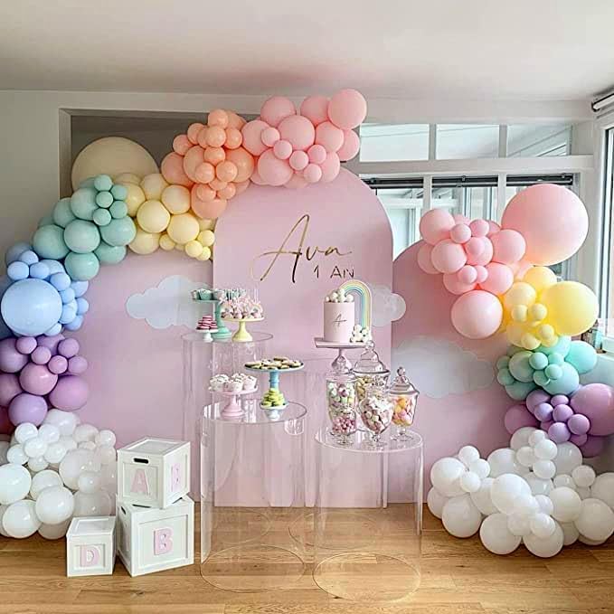Macaroon Rainbow Balloon，Mixed Size 12/5 inch Pastel Colorful Latex Balloons For Birthday Wedding Baby Shower Easter Party Decorations