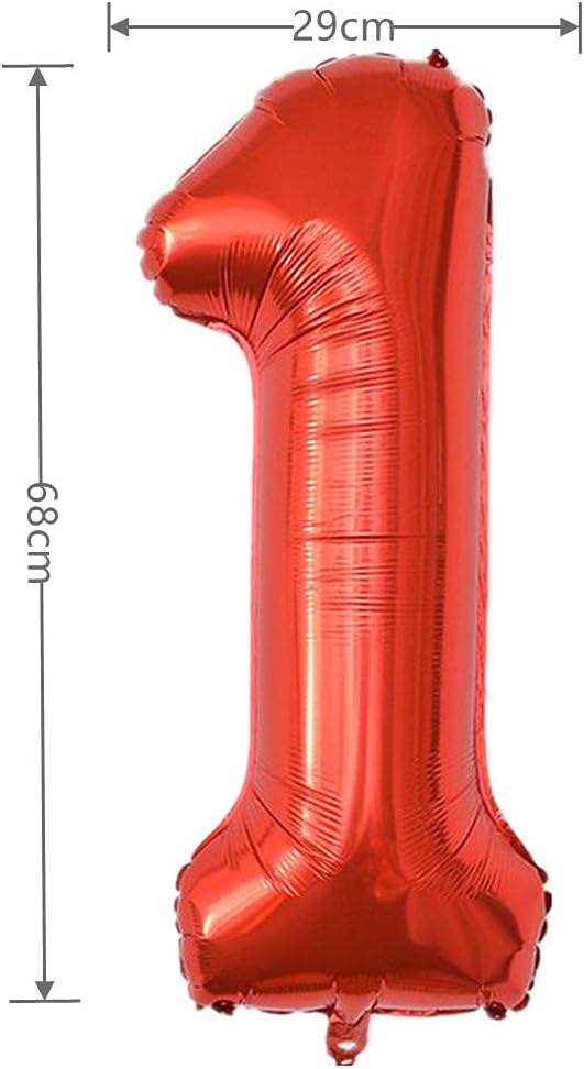 YPSelected 32 Inch Large Foil Helium Number Balloon Birthday Wedding Party 0-9 (Red, 1)