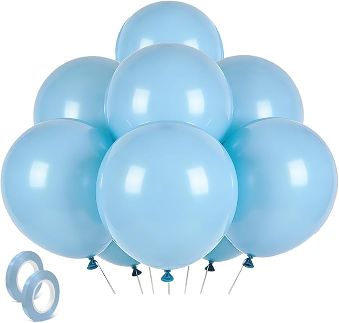Pastel Blue Latex Party Balloons 30 Pack 18 inch Round Light Blue Balloons for Wedding Baby Shower Gender Reveal Birthday Party Decoration
