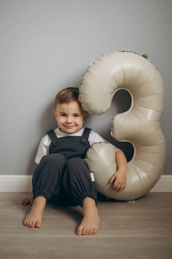 Balloon Numbers 40 Inch 5 Ballon for 5th Birthday Decorations, 15 25 35 50 Big Cream White Number Balloons for Wedding Photo Shoot Party Decor