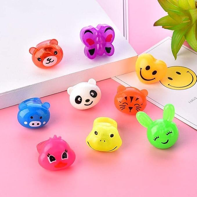 SOFLIY 99 Pcs LED Light Up Ring - Colorful Flashing Bumpy Rings Finger Toys Novelty Glow in the Dark Soft Jelly Blinking Rings Party Favors for Adults Kids Bachelorette Party Halloween Concert Gifts