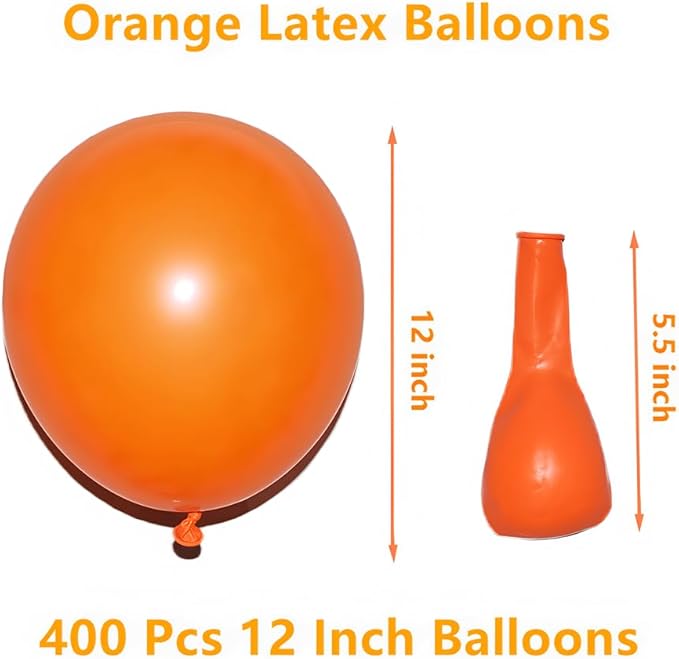 400 Pcs Orange Balloons 12 Inch Bulk Latex Balloon for Birthdays Weddings Party Decorations