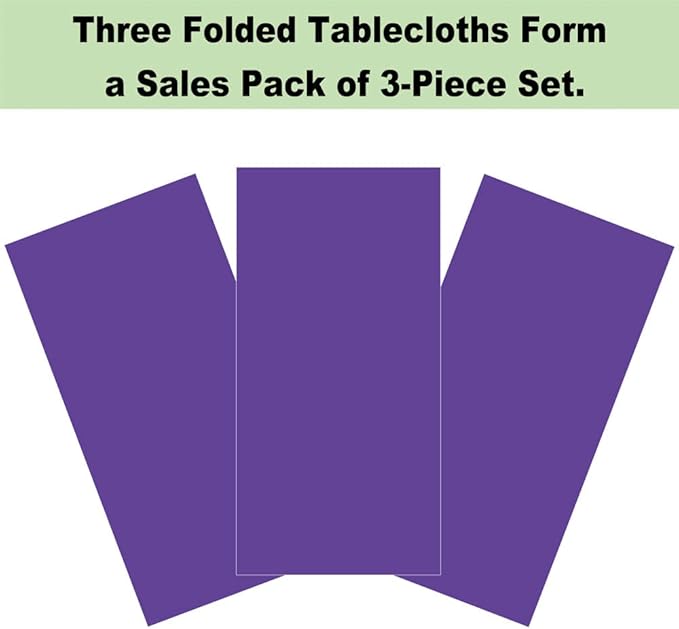 Plastic Purple Tablecloths 3 Pack Violet Disposable Table Covers 54" x 108" Table Cloths for Parties Mermaid Gras Parties Birthdays Weddings, Fits 6 to 8 Foot Rectangle Tables