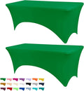 Table Covers for 6 Foot Tables, 2 Pack Emerald Green Washable and Wrinkle Resistant Stretch Tablecloths Rectangle 6ft for Events, Wedding, Banquets, Parties