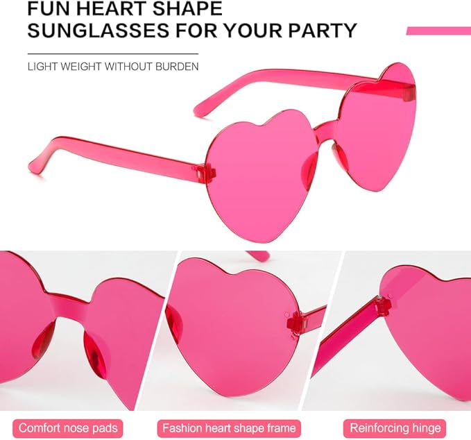 Heart Sunglasses 2 Pairs Heart Shaped Sunglasses Womens Heart Glasses Rave Sunglasses for Women Party Favors