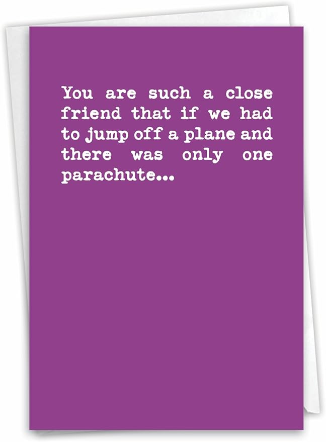 NobleWorks - Funny Happy Birthday Card with Envelope - Colorful Humor, Greeting Note - One Parachute 0936