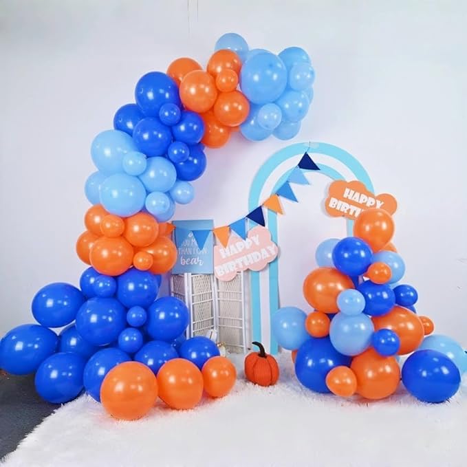 Dog Paw Balloon Arch, 105 Pcs Blue and Orange Paw Print Balloons Garland Kit, Big Bone Foil Balloon Orange Blue Confetti Balloons for Kids Children Dog Theme Birthday Party Decorations Supplies